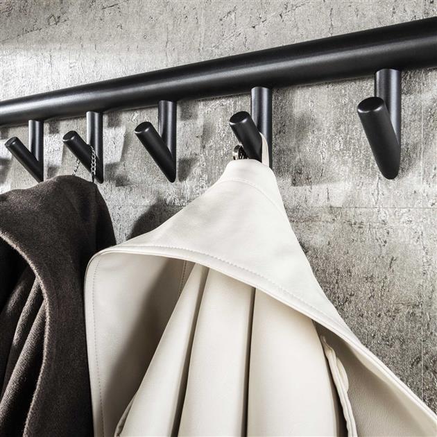 Kapstok 10 haaks roede-hoedenplank / 3D zwart bruin