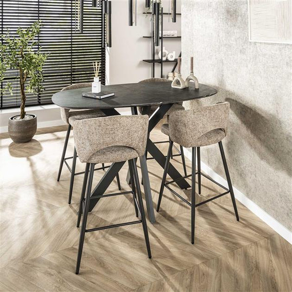 Bartafel Onyx Cross deens ovaal 140x80 cm / 3D melamine graphite