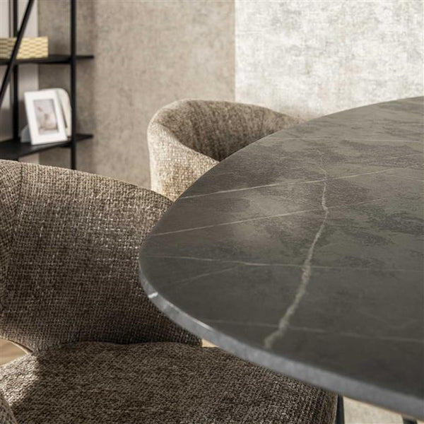 Bartafel Onyx Cross deens ovaal 140x80 cm / 3D melamine graphite