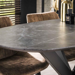 Bartafel Onyx Cross deens ovaal 140x80 cm / 3D melamine graphite