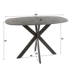 Bartafel Onyx Cross deens ovaal 140x80 cm / 3D melamine graphite