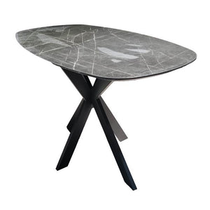Bartafel Onyx Cross deens ovaal 140x80 cm / 3D melamine graphite