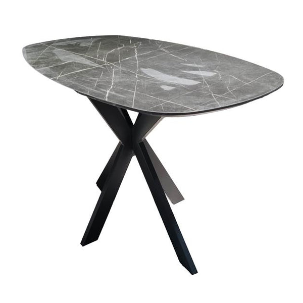 Bartafel Onyx Cross deens ovaal 140x80 cm / 3D melamine graphite