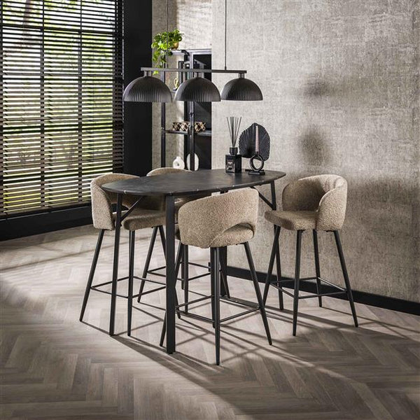 Bartafel Onyx deens ovaal 140x75 cm / 3D melamine graphite