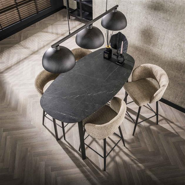 Bartafel Onyx deens ovaal 140x75 cm / 3D melamine graphite