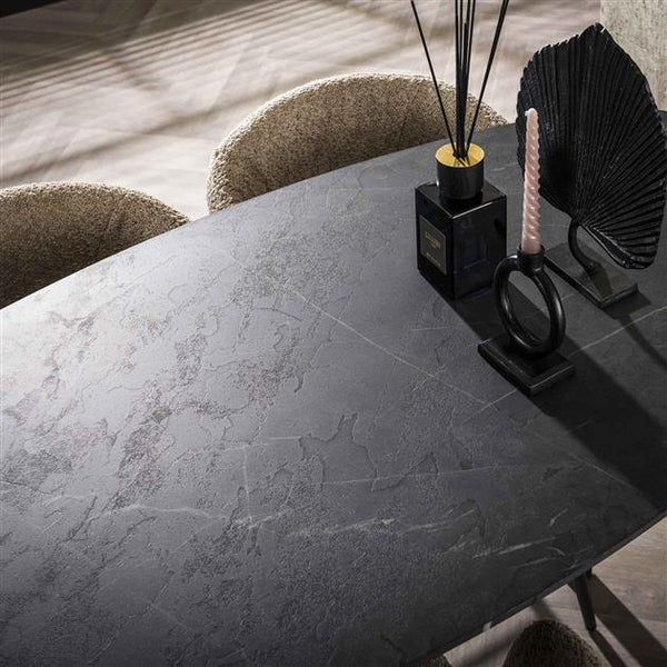 Bartafel Onyx deens ovaal 140x75 cm / 3D melamine graphite