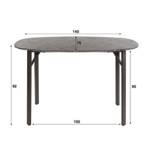 Bartafel Onyx deens ovaal 140x75 cm / 3D melamine graphite