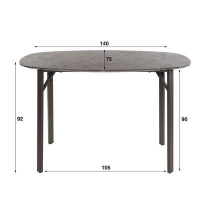 Bartafel Onyx deens ovaal 140x75 cm / 3D melamine graphite