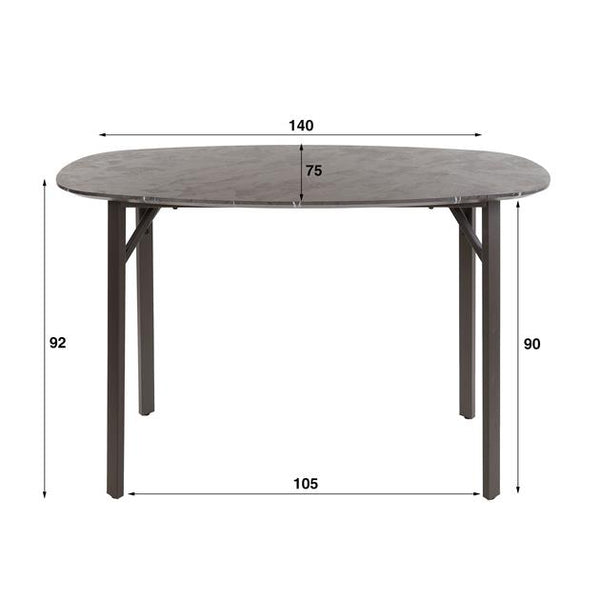 Bartafel Onyx deens ovaal 140x75 cm / 3D melamine graphite