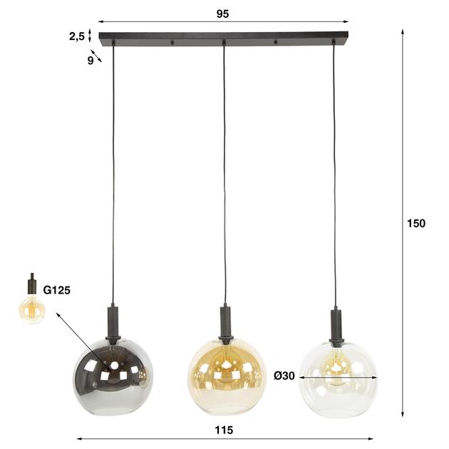 Hanglamp Sfera Tricolore 3-lichts / Artic zwart