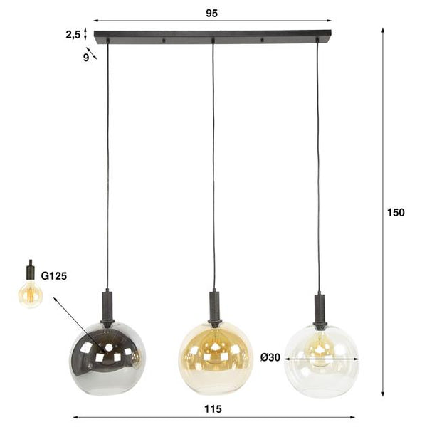 Hanglamp Sfera Tricolore 3-lichts / Artic zwart
