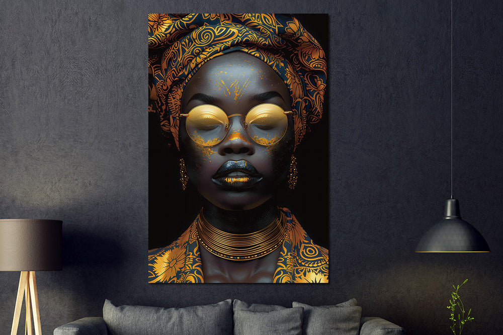 Glasschilderij vrouw/goud 80x120 cm