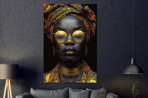 Glasschilderij vrouw/goud 80x120 cm