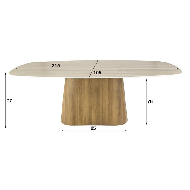 Eettafel Romano Centro deens ovaal 215x105 cm / 3D keramiek travertin