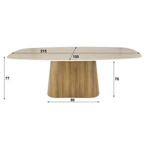 Eettafel Romano Centro deens ovaal 215x105 cm / 3D keramiek travertin