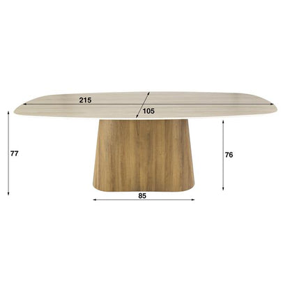 Eettafel Romano Centro deens ovaal 215x105 cm / 3D keramiek travertin
