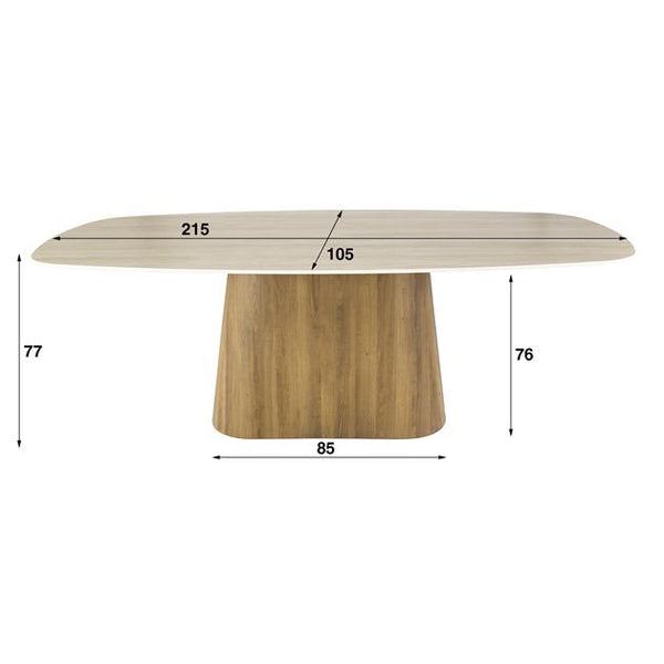 Eettafel Romano Centro deens ovaal 215x105 cm / 3D keramiek travertin