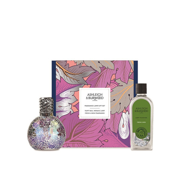Ashleigh & Burwood Cadeauset  Geurlamp Fairy Ball parelmoer + Fresh Linnen geurolie (NIEUW)