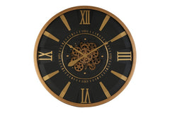 Grote radarklok Hora rond zwart/goud Countryfield XL Ø80 cm