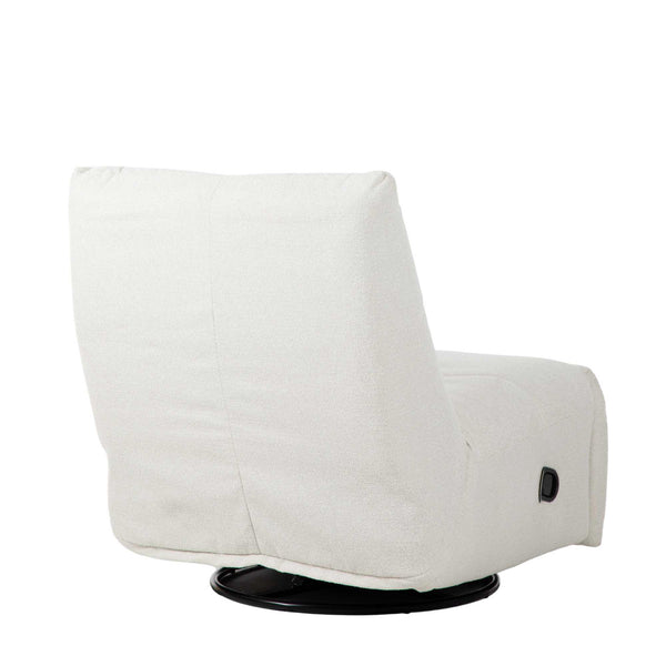 Relaxfauteuil Izzy handmatig & draaibaar met unieke schommelstand - Witte stof (Off white)