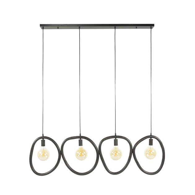 Hanglamp 4 lichts organic steel / Artic zwart