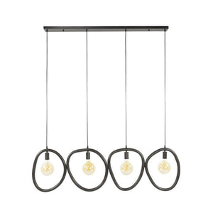 Hanglamp 4 lichts organic steel / Artic zwart