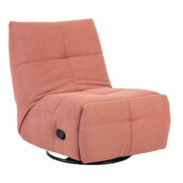 Relaxfauteuil Izzy handmatig & draaibaar met unieke schommelstand - Roze stof