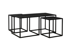 Salontafel set 3-delig mangohout zwart rechthoekig (magazijn opruiming)
