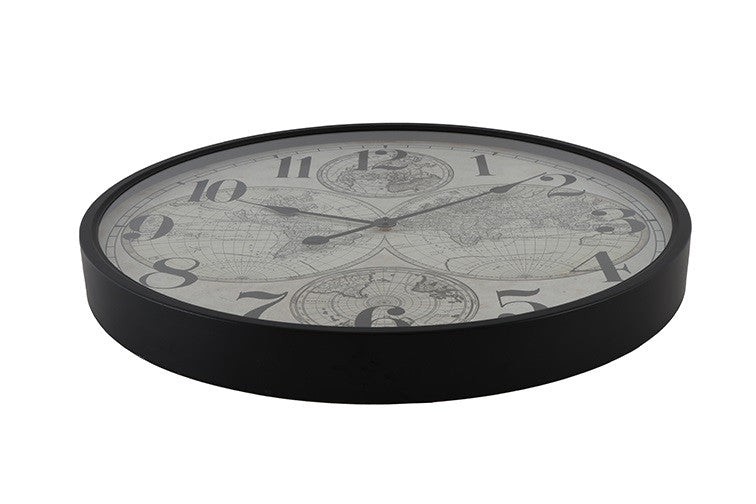 Ronde Wandklok Countryfield "World''  wit/zwart Ø 60 cm