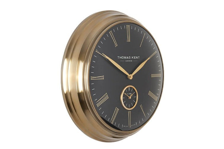 Thomas Kent wandklok "Timekeeper" No.9 rond Zwart/Goud  - Ø71 CM