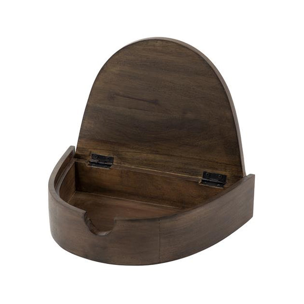 Nachtkastje 1L halfrond zwevend / Massief acacia glaze brown