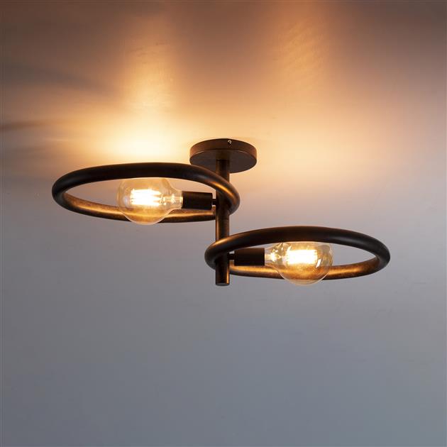 Plafondlamp Pebble 2-lichts / Artic zwart
