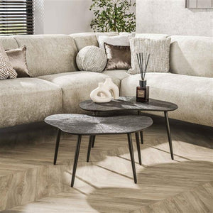 Salontafel set van 2 stuks leaf ray metal / Bruin brons