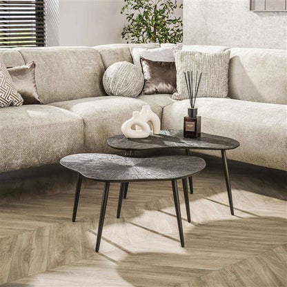 Salontafel set van 2 stuks leaf ray metal / Bruin brons van Idéco Design