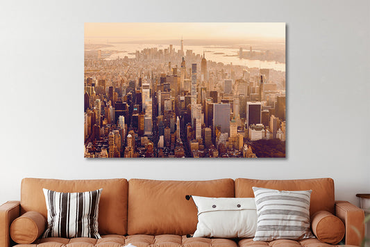 Glasschilderij Big city Manhattan NYC 120x80 cm