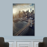 Glasschilderij Big city  Brooklyn Bridge stadsaanzicht 80x120 cm
