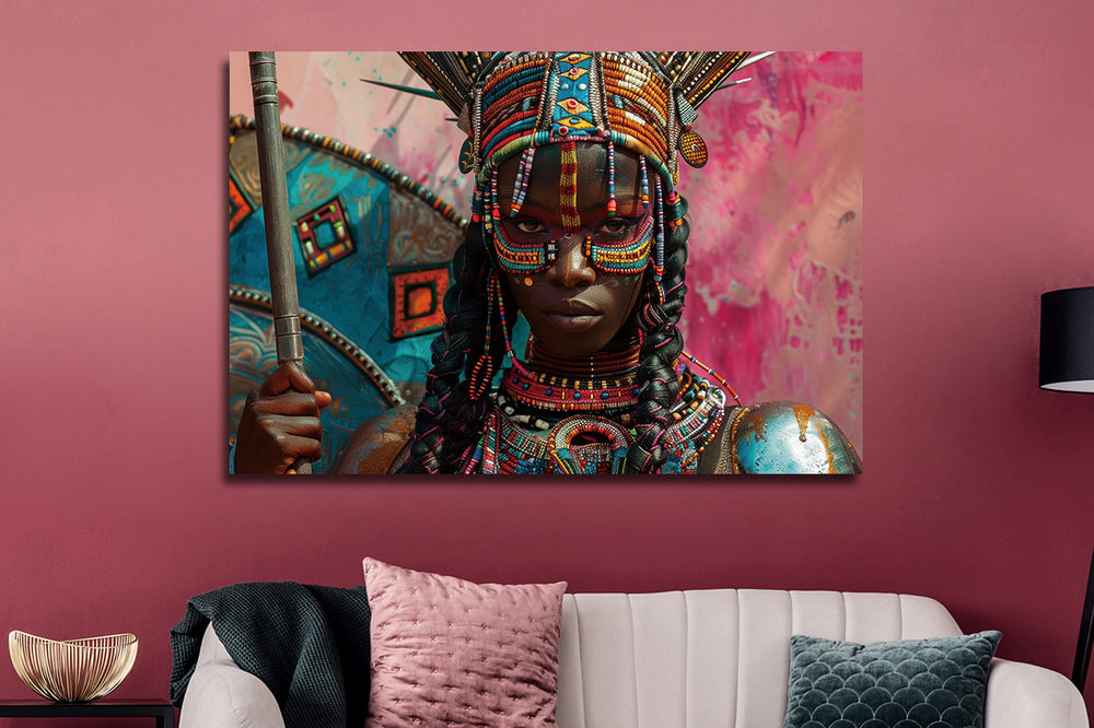 Glasschilderij vrouw kleurrijke schmink met uniek 3D reliëf 120x80 cm