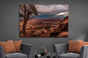 Glasschilderij Woestijn landschap Canyon met uniek 3D reliëf 120x80 cm