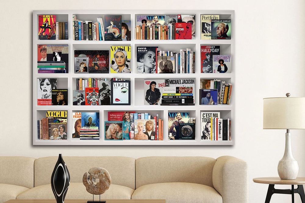 Glasschilderij boekenkast fashion met uniek 3D reliëf 120x80 cm