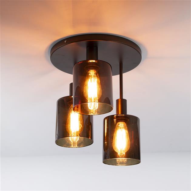 Plafondlamp Sepiora 3-lichts / Sienna bruin