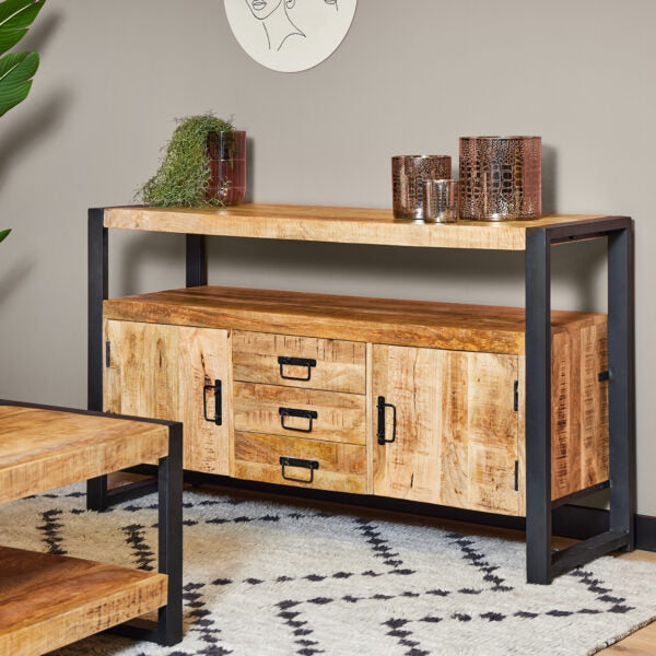 (TV) Dressoir Boaz mangohout 135x45x80 cm (magazijn opruiming)