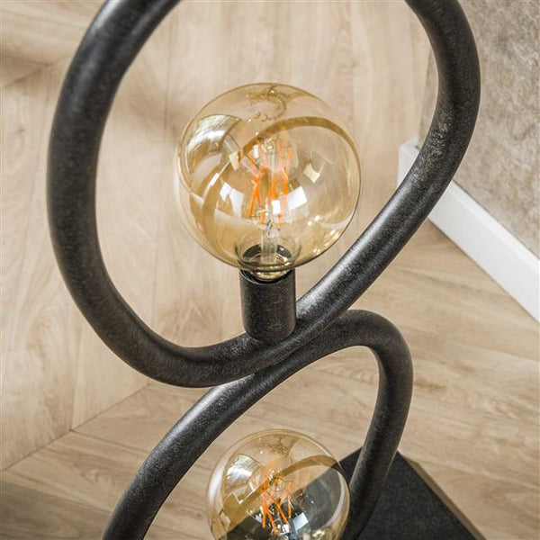 Vloerlamp 4L organic steel / Artic zwart