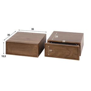 Nachtkastje 1L hangend Frame Massief acacia drift brown (2 stuks)