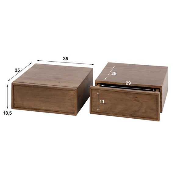 Nachtkastje 1L hangend Frame Massief acacia drift brown (2 stuks)