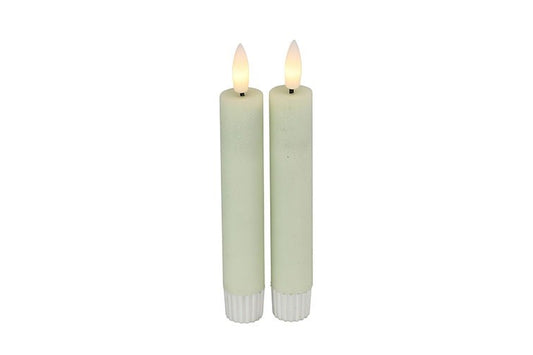 2 stuks LED Dinerkaars rustiek crème - 15 cm hoog + afstandsbediening (Countryfield)