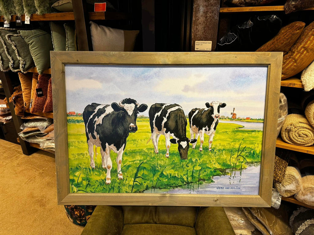Buitenschilderij 3 koeien in weiland 123x87 cm - Wiebe van der Zee