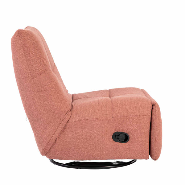 Relaxfauteuil Izzy handmatig & draaibaar met unieke schommelstand - Roze stof