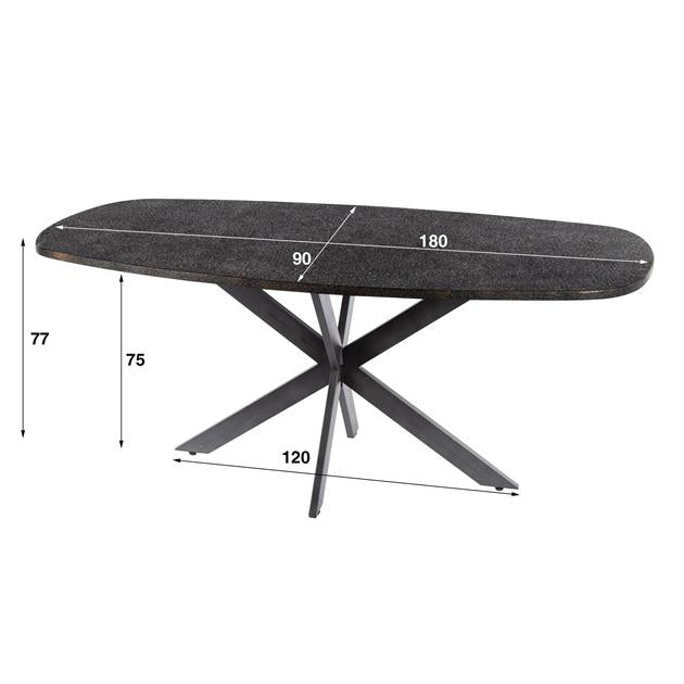 Eetkamertafel 180cm deens ovaal metallic / Grijs (Magazijn sale)