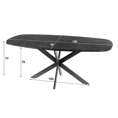 Eetkamertafel 180cm deens ovaal metallic / Grijs (Magazijn sale)