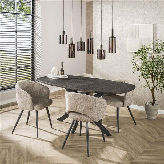 Eetkamertafel 180cm deens ovaal metallic / Grijs (Magazijn sale)